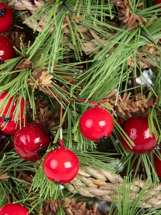 Choinka LENTE na stelażu z czerwonymi dekoracjami 40 cm