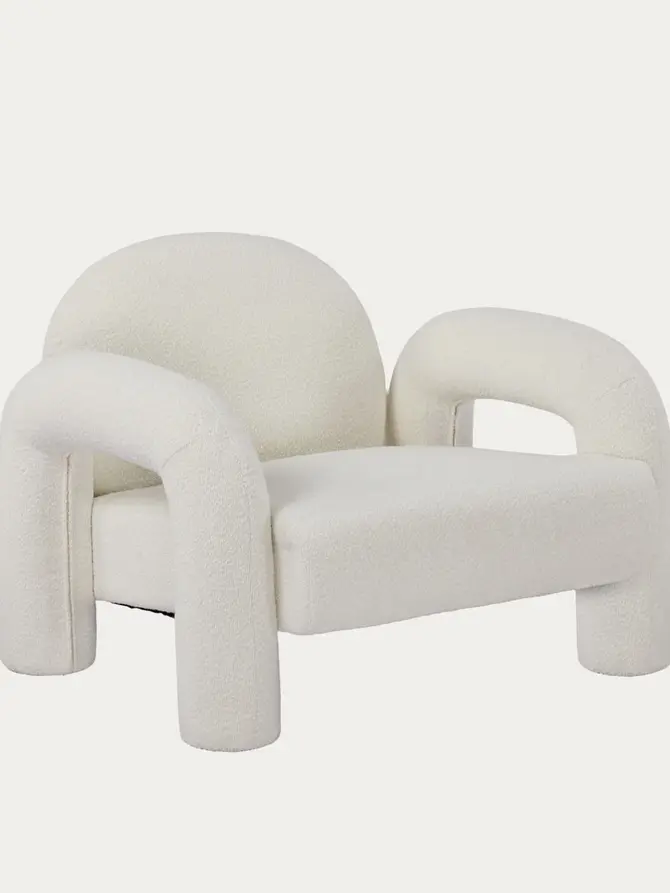 Fotel SEDIA ecru w tkaninie TEDDY BOUCLÉ 95x88x70 cm