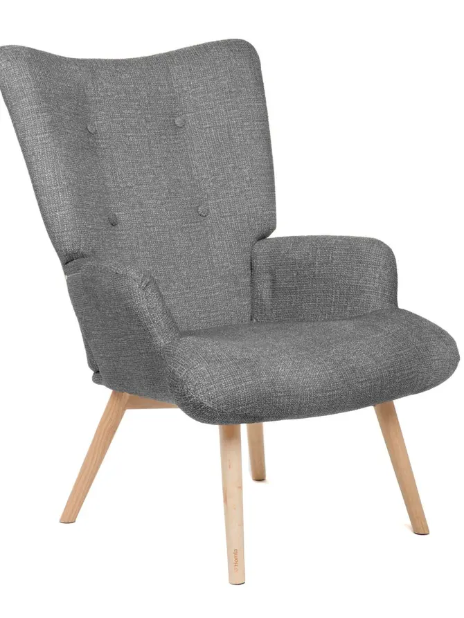 Fotel MOSS POP w tkaninie szary 70x55x95 cm