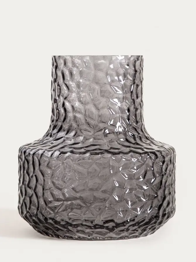 Wazon LOMEN szklany młotkowany szary 15x18 cm