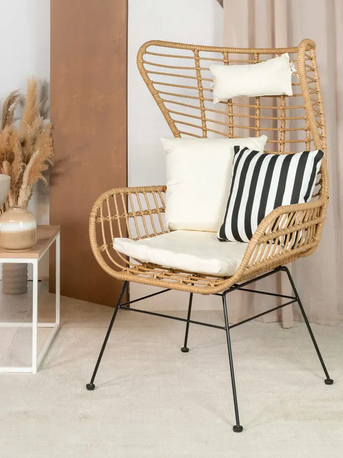Fotel JARDIN pleciony naturalny 70x80x110cm