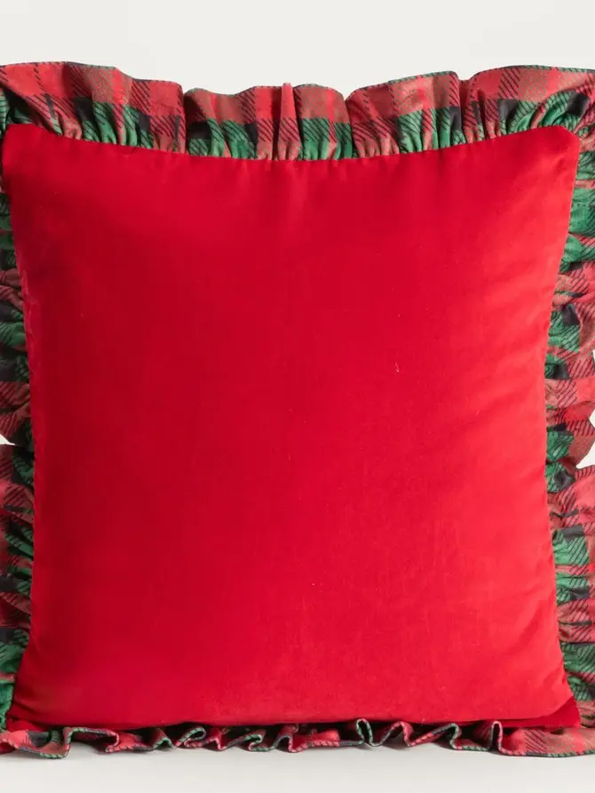 Poszewka TARTAN z ozdobną falbaną 45x45 cm