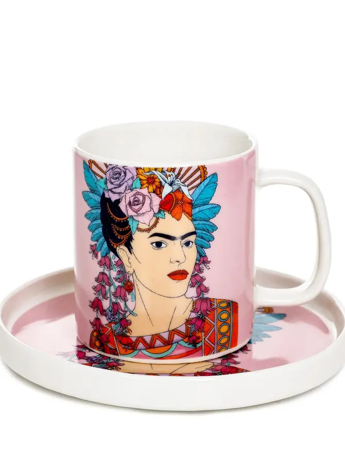 Filiżanka ze spodkiem FRIDA KAHLO fioletowa 0,2 l