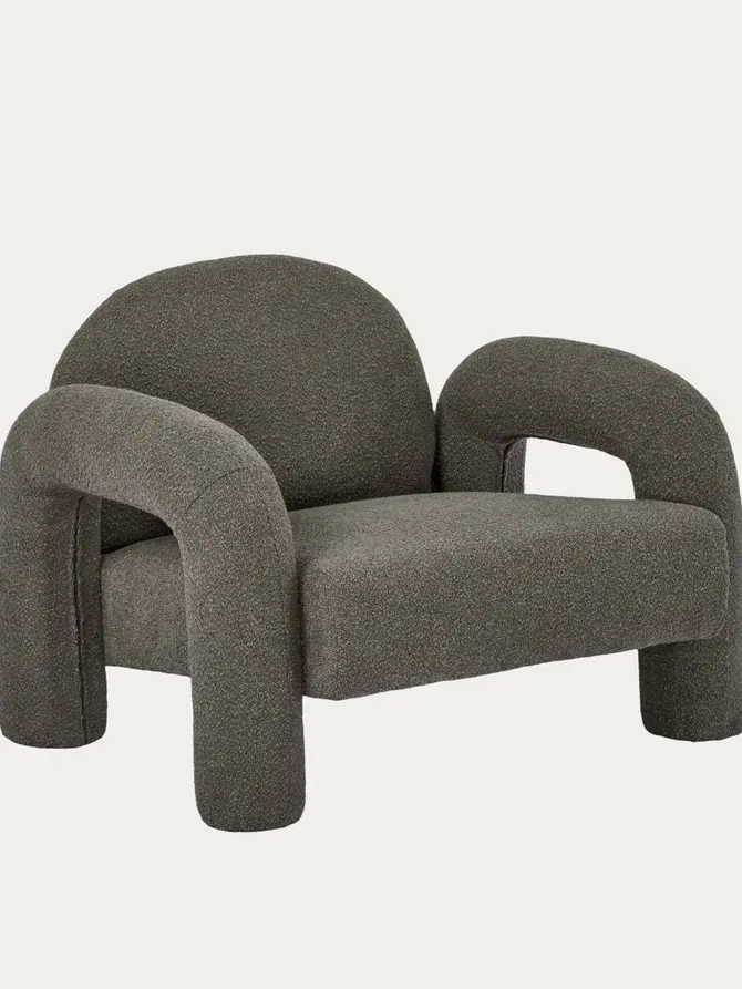 Fotel SEDIA brązowy w tkaninie TEDDY BOUCLÉ 95x88x70 cm