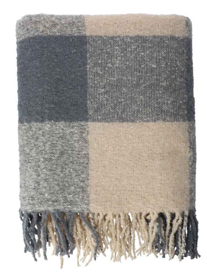 Koc ALLORA z przędzy boucle beżowy 130x170 cm
