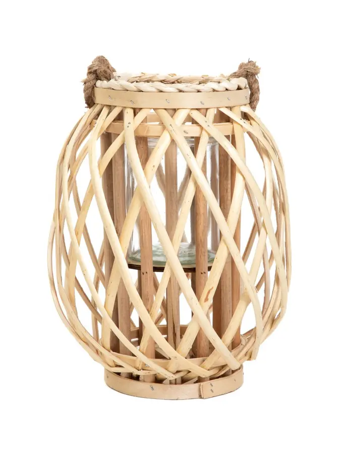 Lampion LAGGE pleciony naturalny wysoki 23x30 cm
