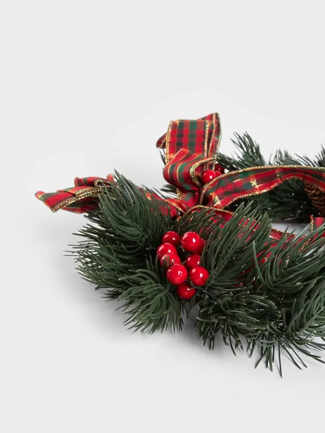 Wieniec TARTAN z kokardą 40 cm