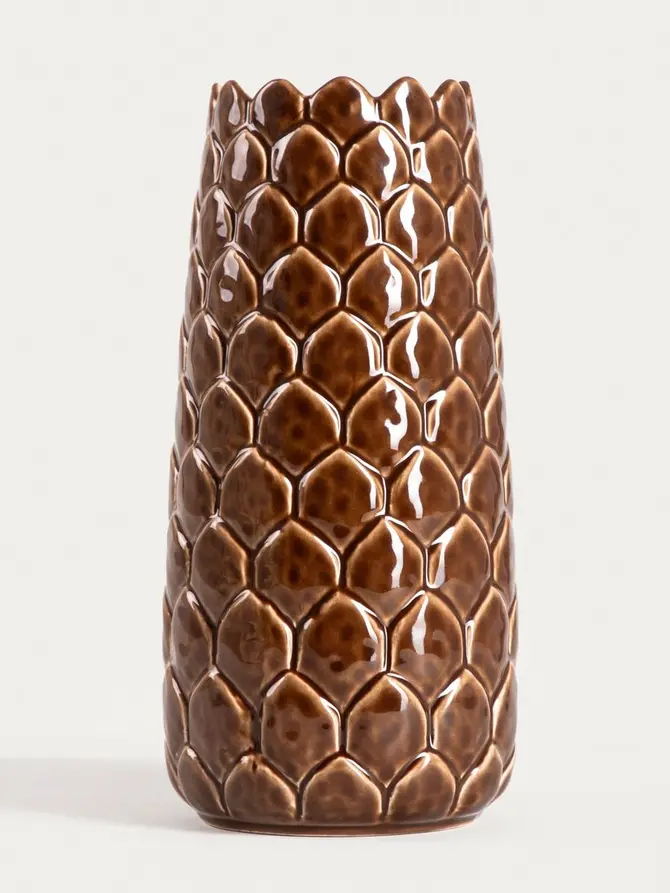 Wazon PINECONE ceramiczny szyszka brązowy 28x13,5 cm
