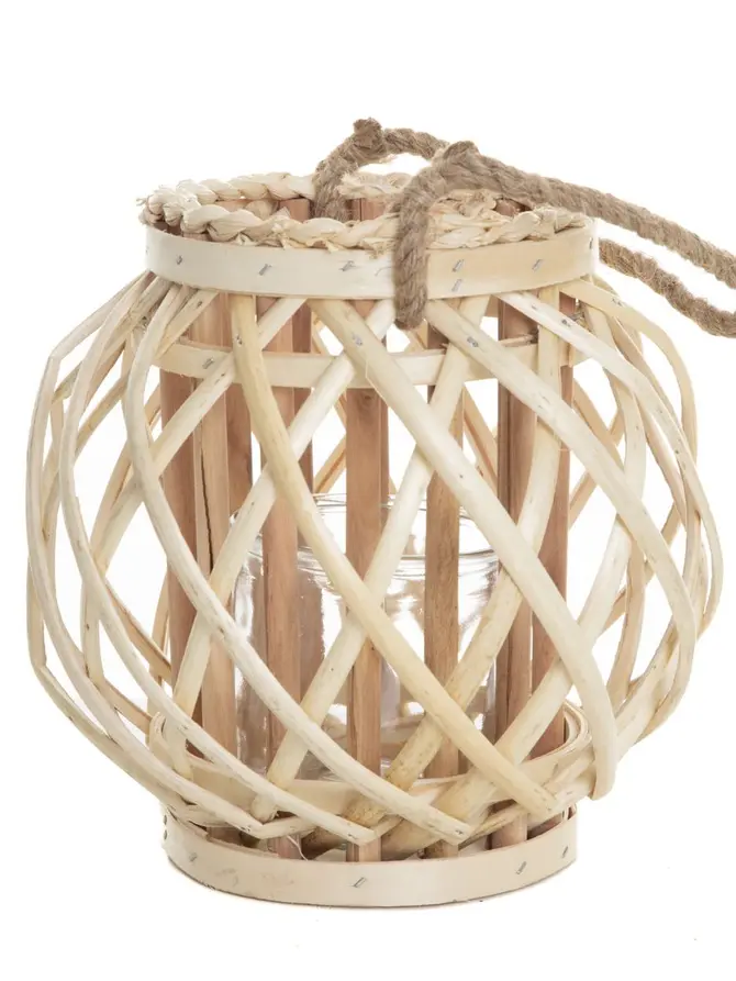 Lampion LAGGE pleciony naturalny niski 23x22 cm