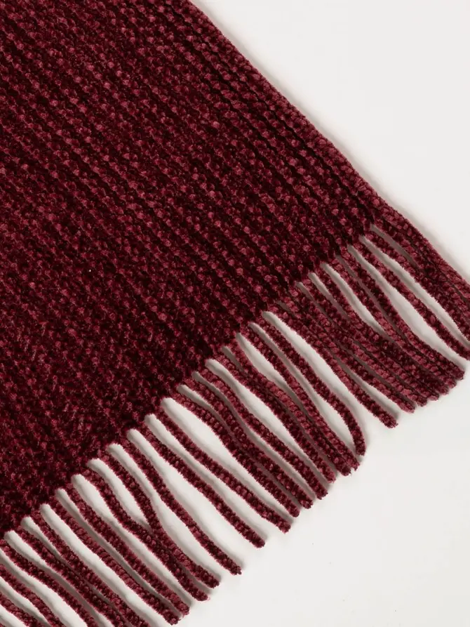 Koc CHENILLE szenilowy burgundowy 130x170cm