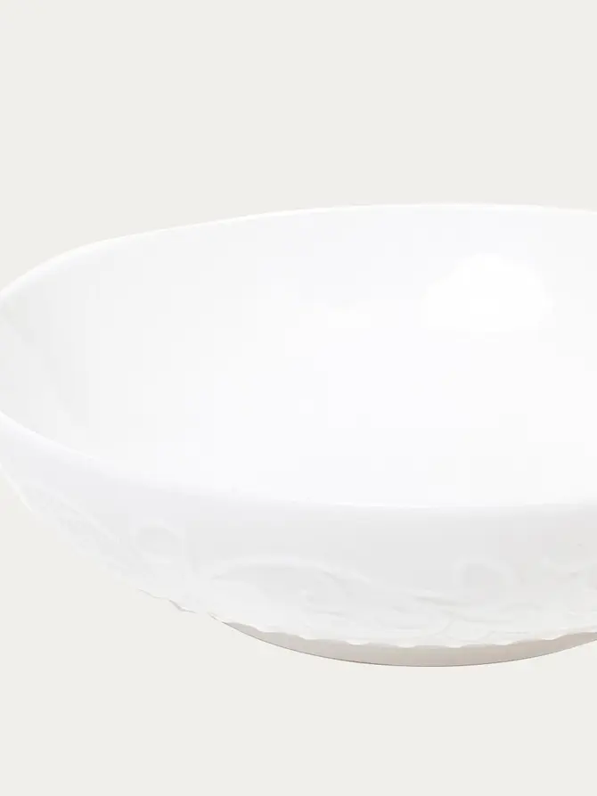Talerz SYLIA głęboki biały z ornamentem 20 cm