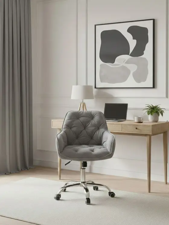 Fotel FUSSY w tkaninie obrotowy szary 57x61x80-90 cm