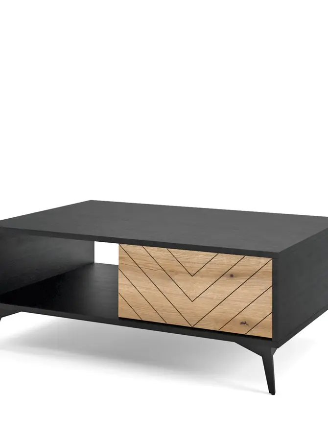 Ława DIAMOND czarny korpus z dekorem dąb evoke na frontach 103,5x39,7x68 cm
