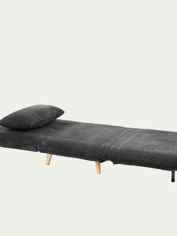 Sofa SOLACE 1-osobowa, z funkcją spania sztruksowa czarna 83x91x84 cm