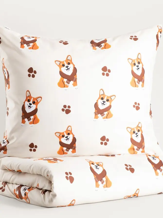 Pościel EC CORGI z mikrofibry w pieski Corgi 160x200 + 2*70x80 cm
