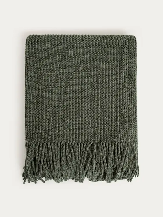 Koc CHENILLE szenilowy khaki 130x170 cm