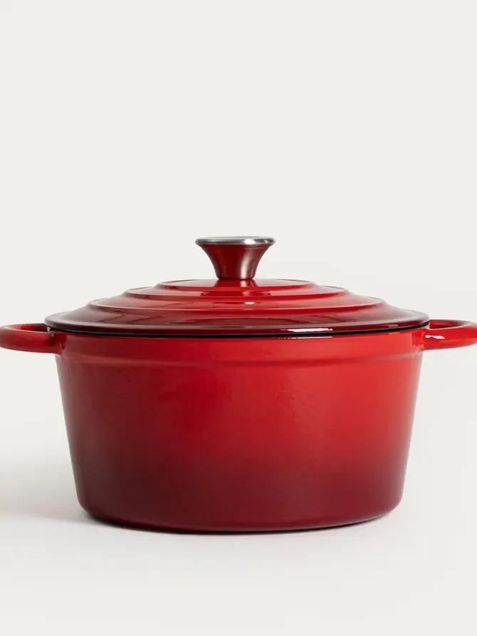 Garnek żeliwny ANDREAS XM czerwony tradycyjny ombre 24 cm 4 l