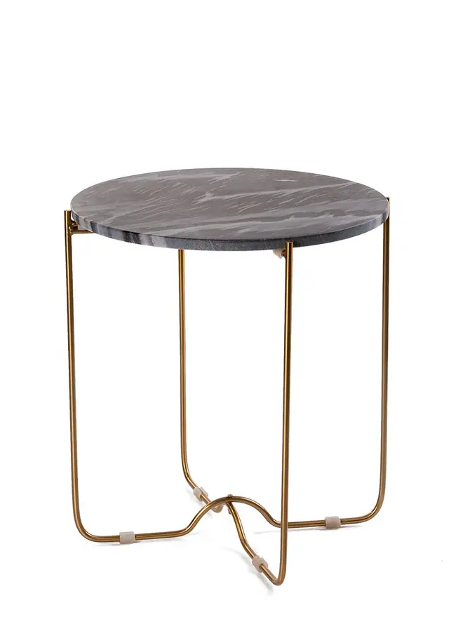 Stolik MARBLE z naturalnego marmuru szary 42x42x45 cm