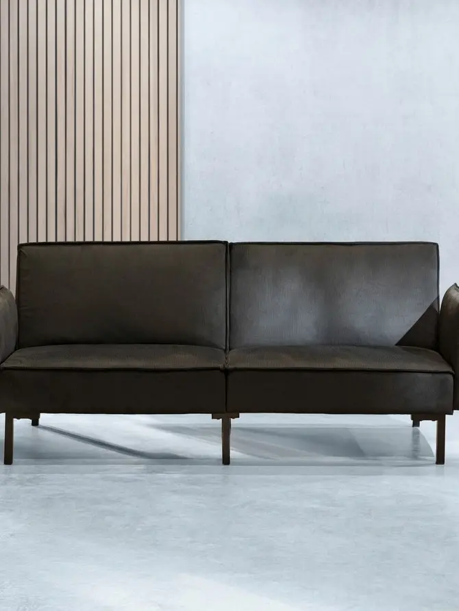Sofa CANTO 3-osobowa, z funkcją spania, welurowa czarna 199x90x85 cm