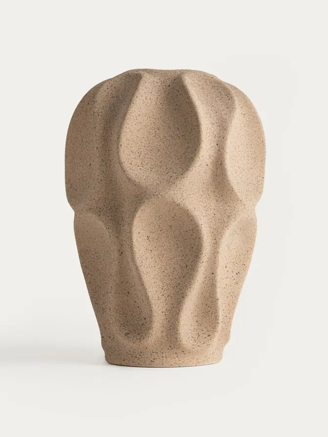 Wazon BELLARO beżowy ze zdobieniami ceramiczny 17x24 cm