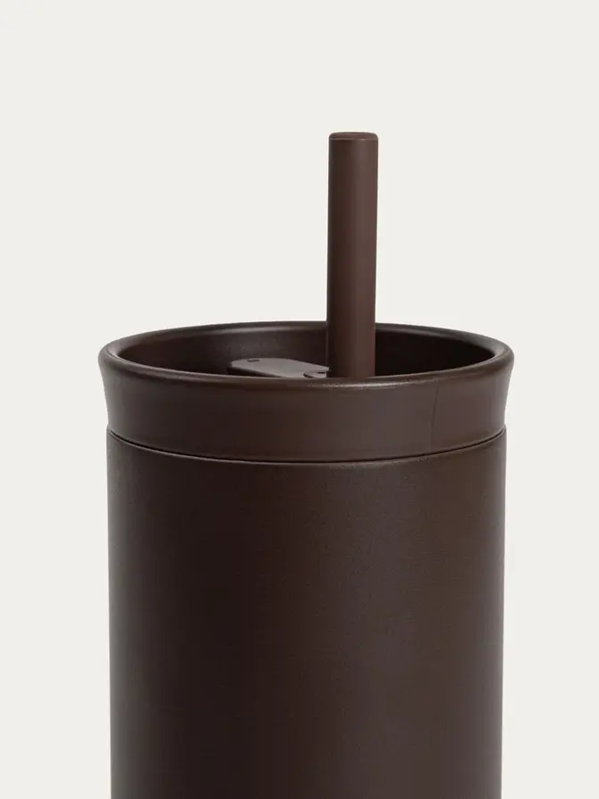 Kubek termiczny COCOA ze słomką brązowy 500 ml