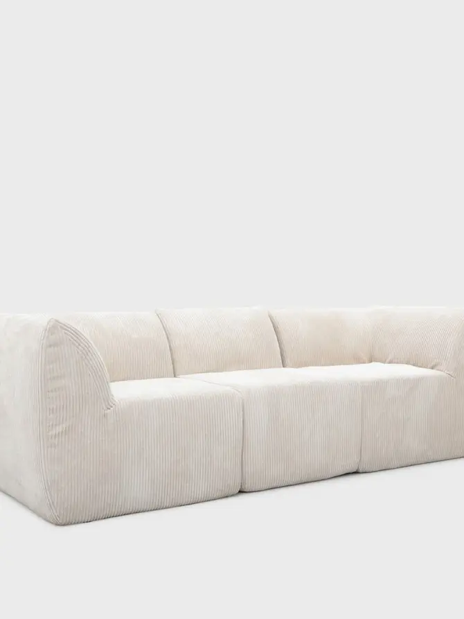 Sofa modułowa SVELA 3-osobowa beżowa piankowa sztruksowa 225x80x60,5 cm