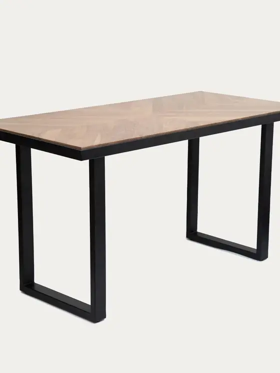 Stół NATTMAL lite drewno akacji + metal 140x70x76 cm
