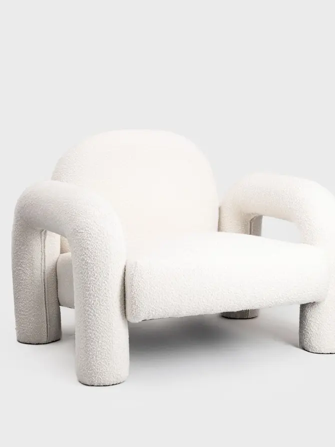 Fotel SEDIA w tkaninie TEDDY BOUCLÉ 95x88x70 cm