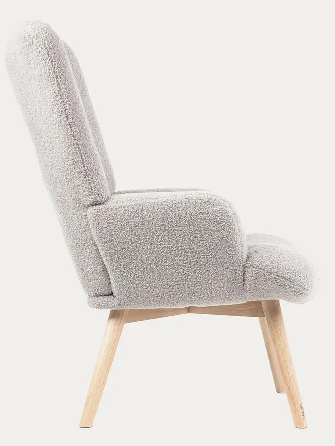 Fotel MOSS TEDDY BOUCLE w tkaninie TEDDY jasnoszary 70x55x95 cm