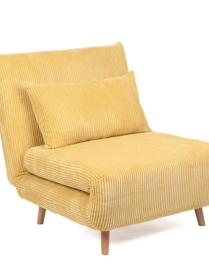 Sofa SOLACE 1-osobowa, z funkcją spania sztruksowa musztardowa 83x91x84 cm