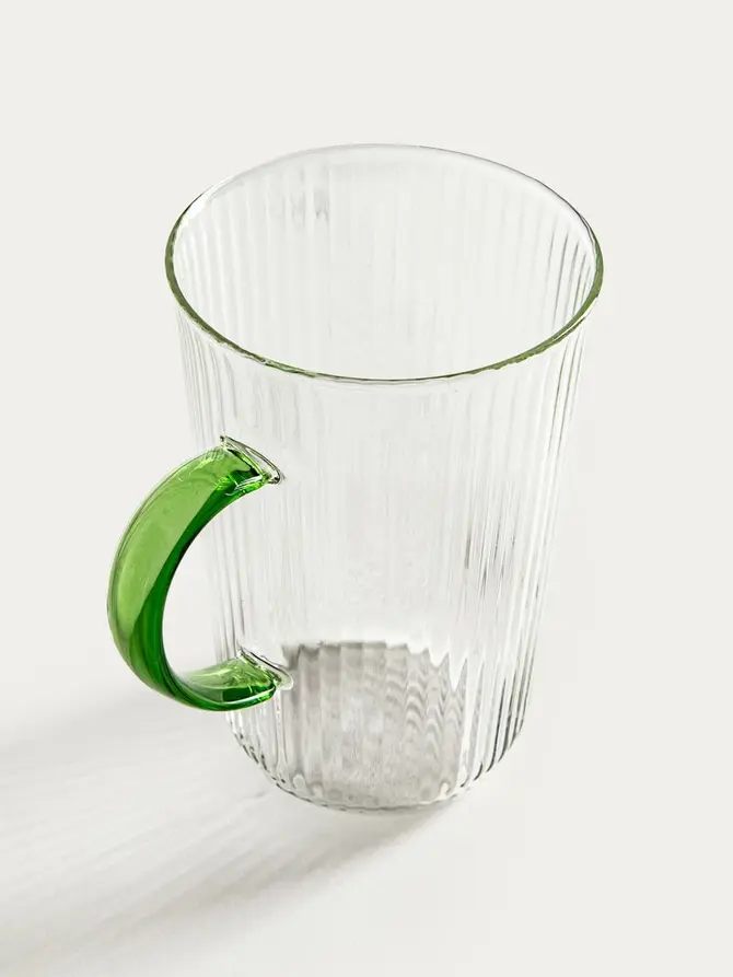 Zestaw szklanek LUVOS ryflowanych z zielonym uchem 2 szt. 500 ml