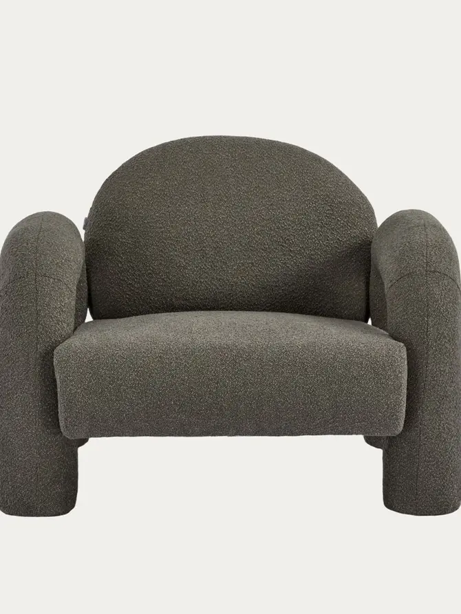 Fotel SEDIA brązowy w tkaninie TEDDY BOUCLÉ 95x88x70 cm