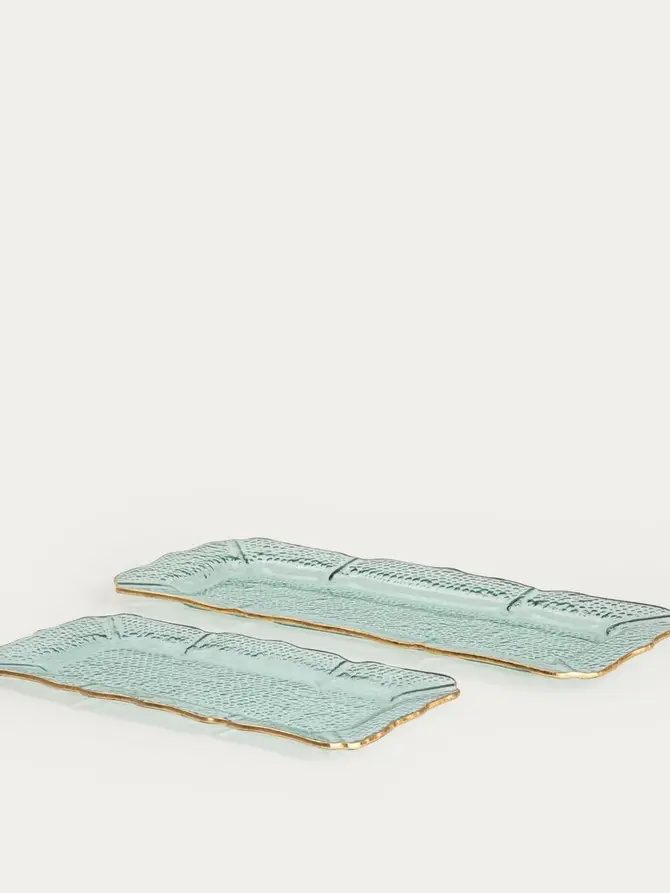 Zestaw półmisków NIVELLE ze złotym rantem 28x15x1 cm