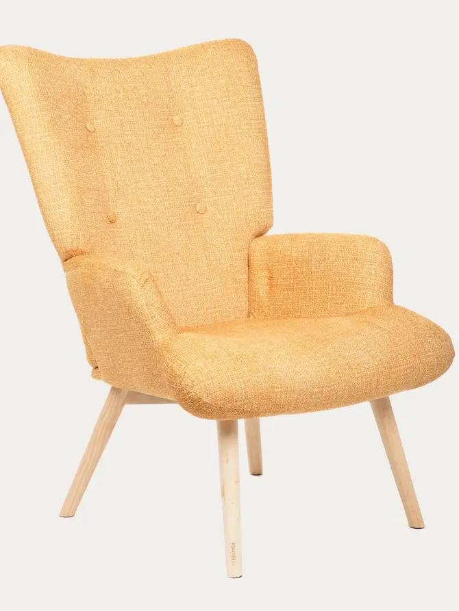 Fotel MOSS POP w tkaninie musztardowy 70x55x95 cm