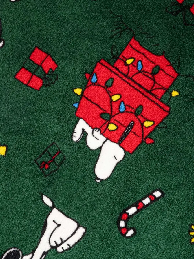 Koc SNOOPY zielony ze świątecznym wzorem SNOOPY 150x200 cm