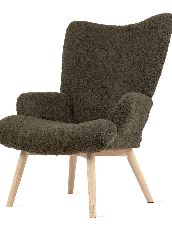 Fotel MOSS TEDDY BOUCLE w tkaninie TEDDY ciemnozielony 70x55x95 cm