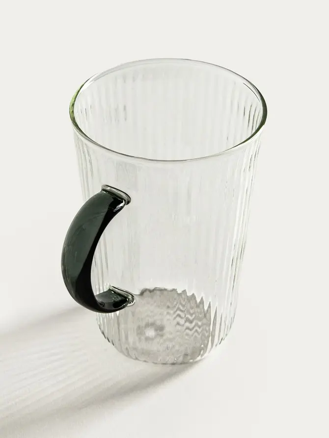 Zestaw szklanek LUVOS ryflowanych z szarym uchem 2 szt. 500 ml