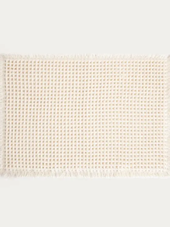 Dywanik łazienkowy VAFFEL ecru o waflowej teksturze 40x60 cm