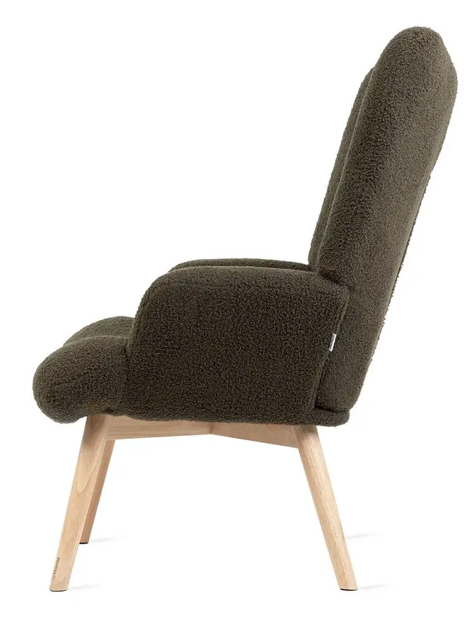Fotel MOSS TEDDY BOUCLE w tkaninie TEDDY ciemnozielony 70x55x95 cm