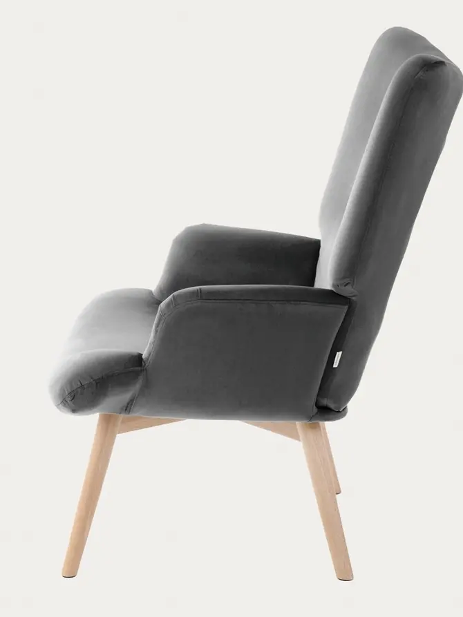 Fotel B2 MOSS PLUS 2w1 welurowy szary 70x55x95 cm/72x73x92 cm