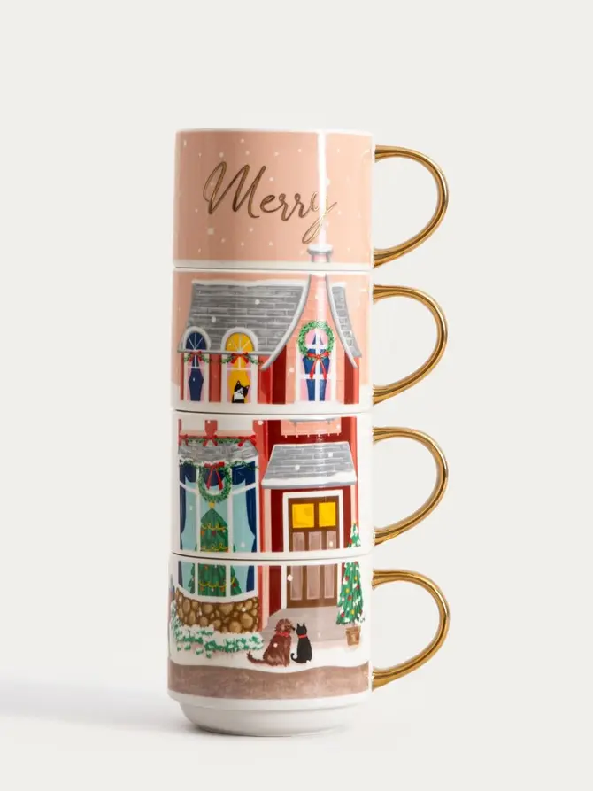 Zestaw kubków VELISSE piętrowanych różowych 4 szt. 0,2 l
