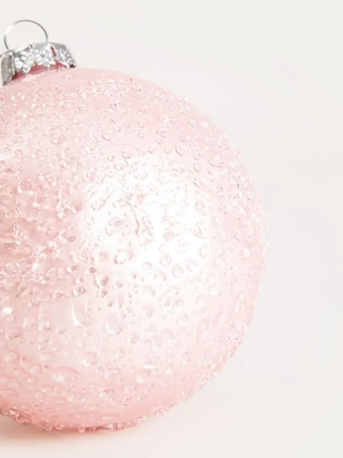 Bombka FJER mrożone szkło, różowa 8 cm