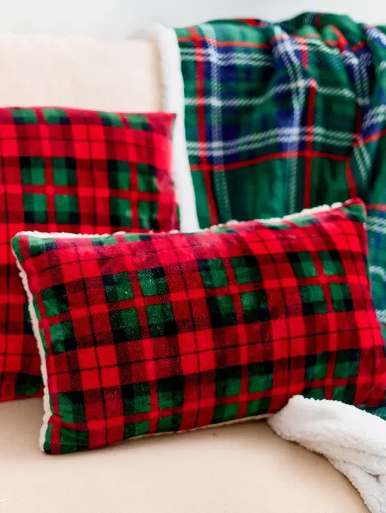 Poduszka TARTAN z szerpą 30X50 cm