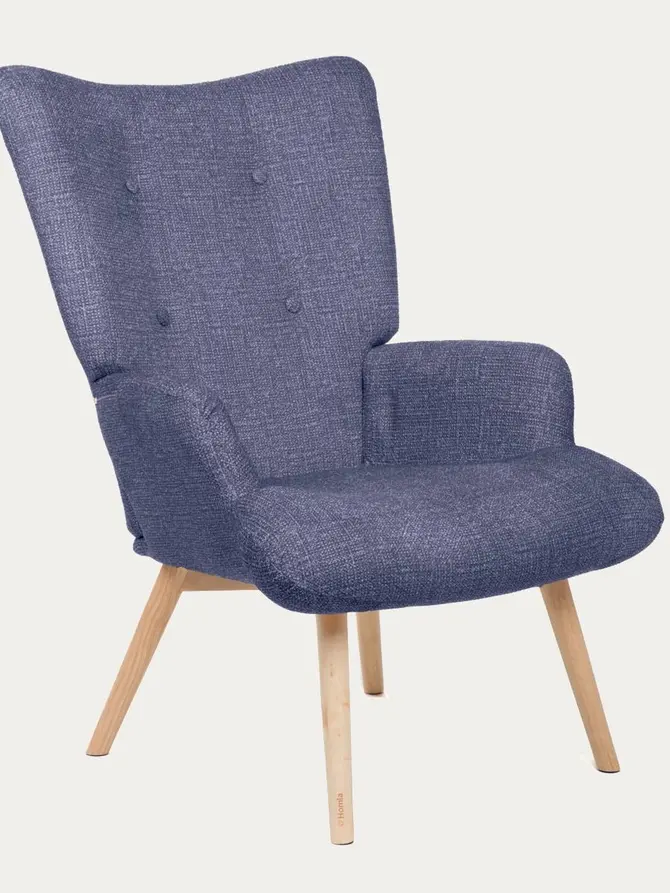 Fotel MOSS POP w tkaninie granatowy 70x55x95 cm