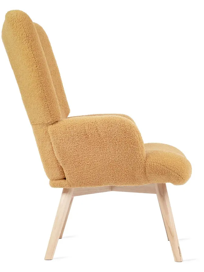 Fotel MOSS TEDDY BOUCLE w tkaninie TEDDY musztardowy 70x55x95 cm