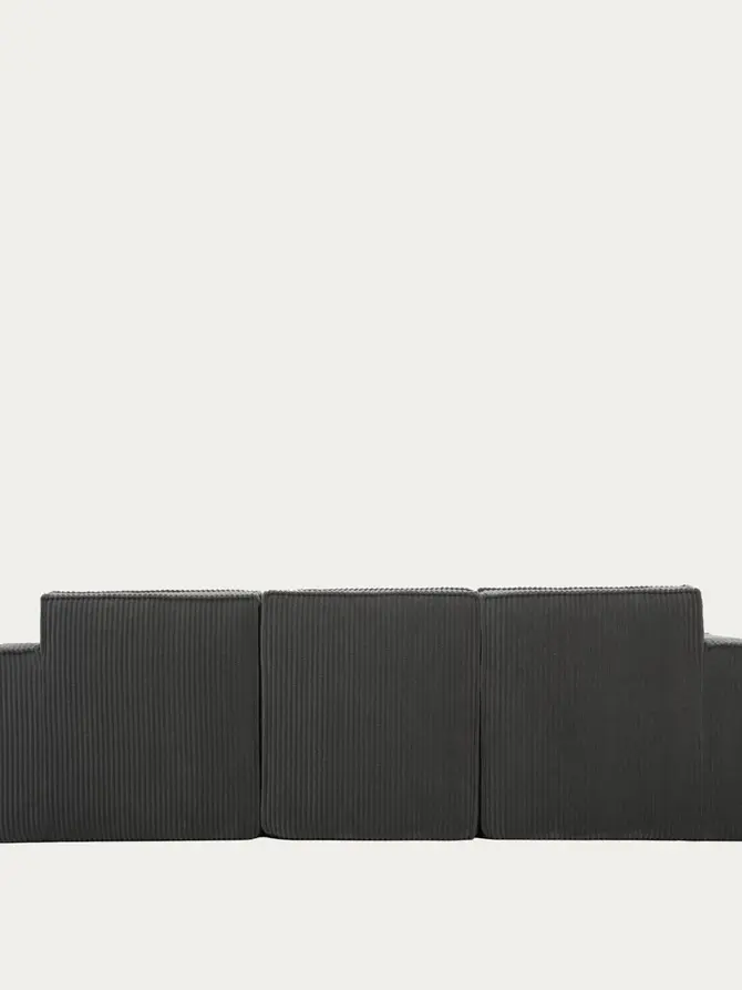Sofa modułowa LYKKE 3-osobowa ciemnoszara piankowa sztruksowa 263x88x73 cm