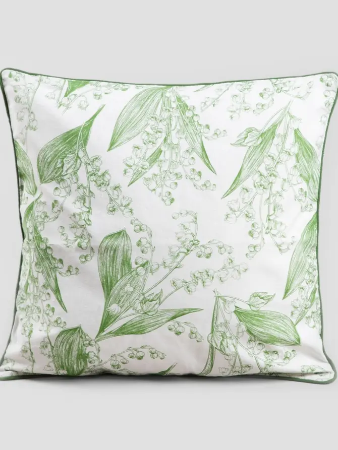 Poszewka LILY OF THE VALLEY w konwaliowy wzór z lamówką 45x45 cm
