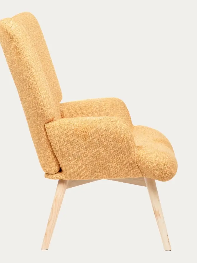 Fotel MOSS POP w tkaninie musztardowy 70x55x95 cm