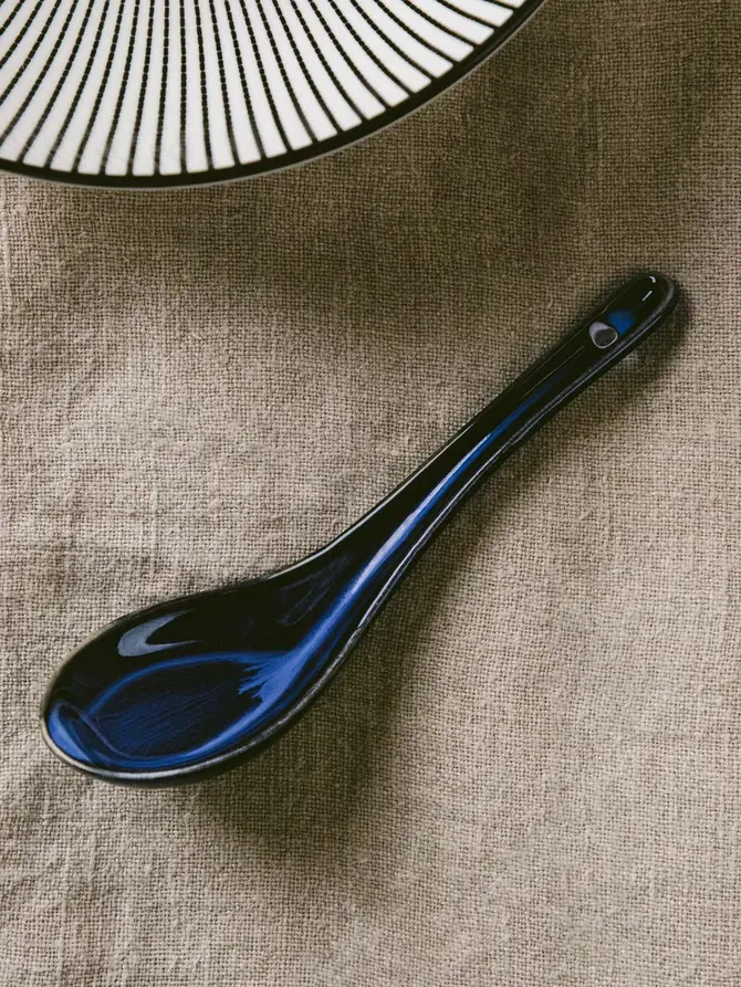 Łyżka OKINAWA granatowa ceramiczna do ramenu 16,5 cm