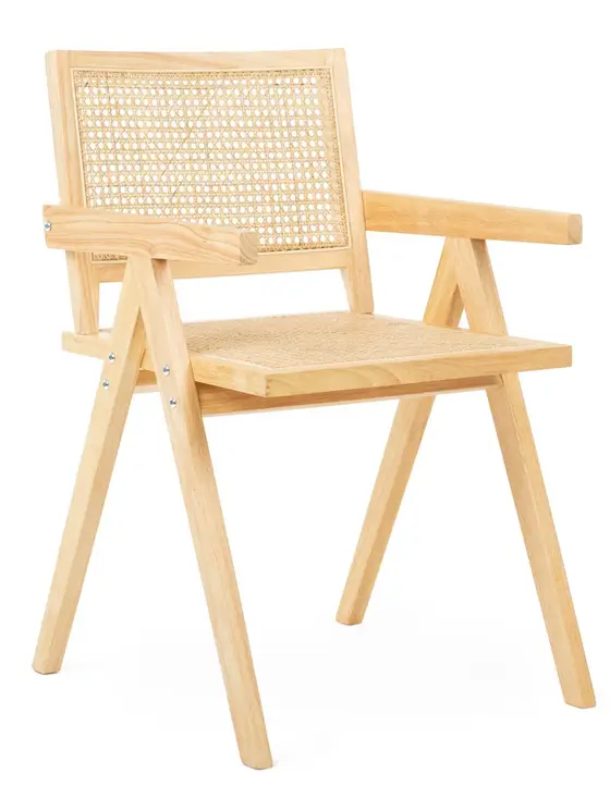 Krzesło ROTIN drewniane z naturalnym rattanem 50x55x78 cm